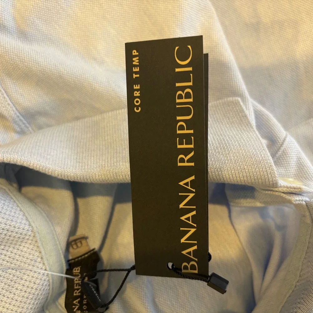 Banana Republic Core Temp Polo Shirt Mens XL Golf Light Blue Short Sleeve Pique